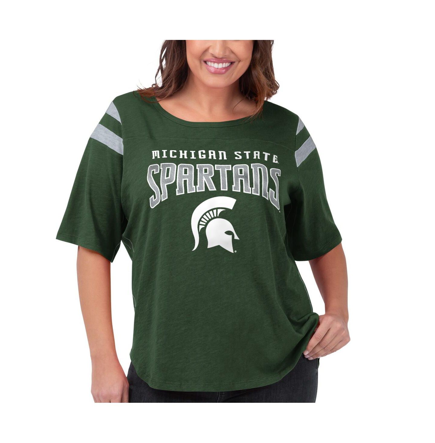 Женская футболка G-III 4Her by Carl Banks Green Michigan State Spartans Linebacker Half-Sleeve — фото 1