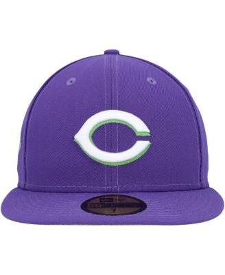 Men's Purple Cincinnati Reds Lime Side Patch 59FIFTY Fitted Hat