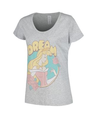 Women's Heather Gray Sleeping Beauty Dream Aurora Scoop Neck T-shirt