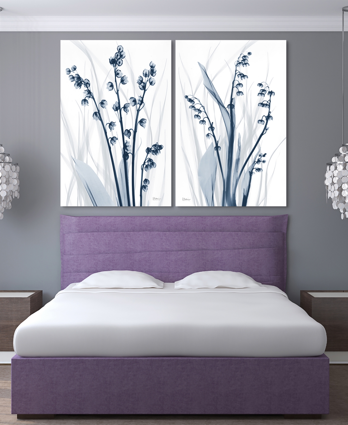 Empire Art Direct Radiant Blues 1 2 Frameless Free Floating Tempered Glass Panel Graphic Wall Art, 48" X 32" X 0.2" Ea In Blue