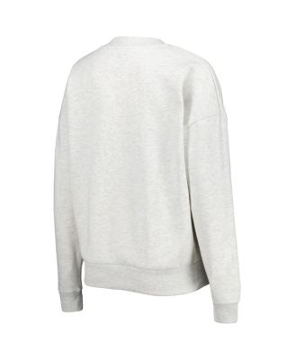 Women's Heather Gray Iowa State Cyclones Chenille Patch Fleece Pullover Sweatshirt