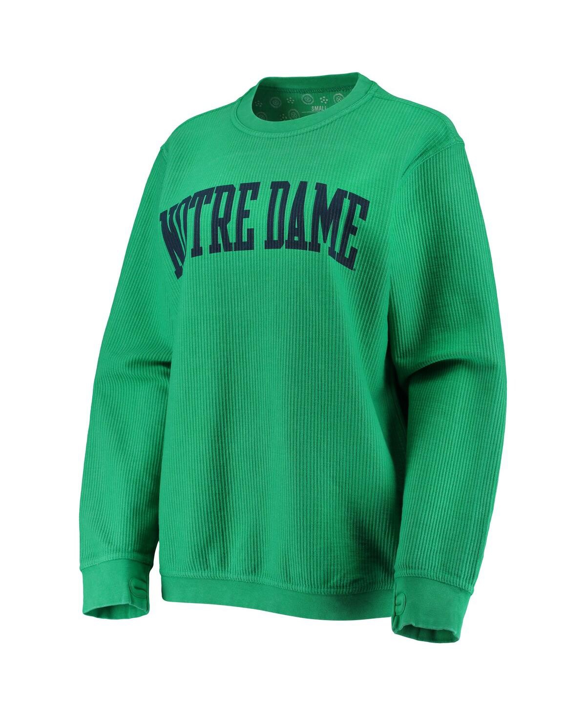 Women's PressboxDistressed Notre Dame Fighting Irish Comfy Cord Vintage-Like Wash Basic Arch Pullover Sweatshirt - Green
