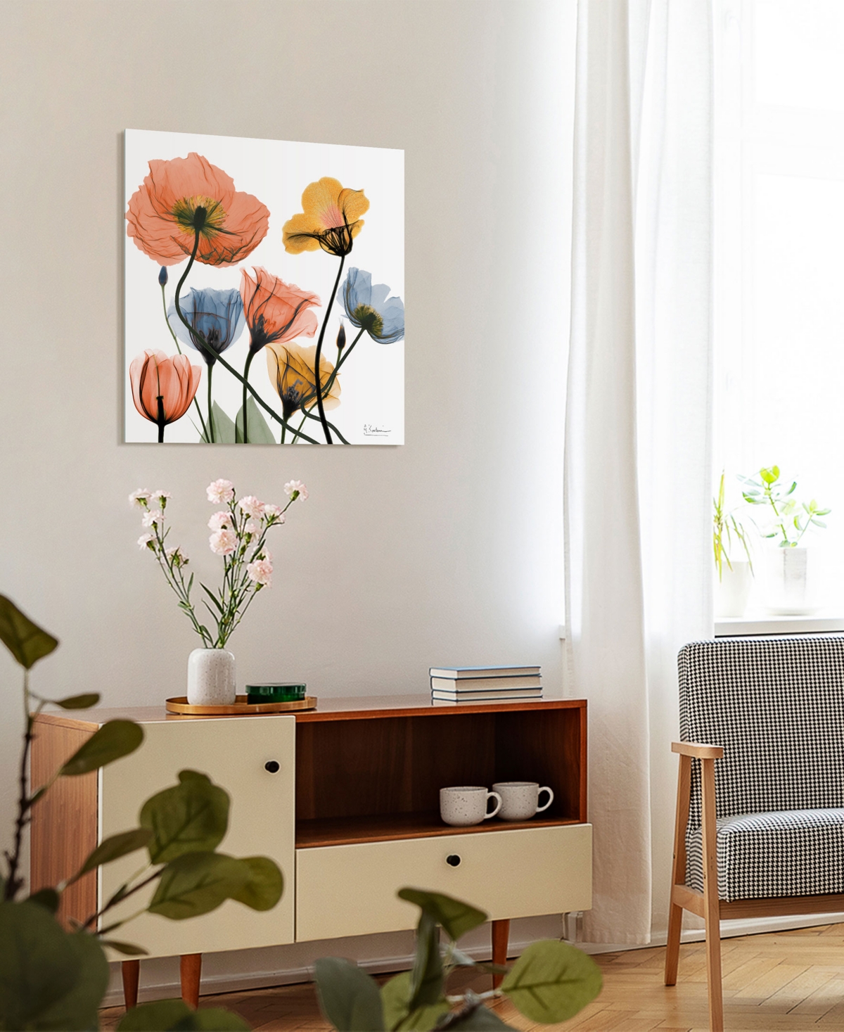 Empire Art Direct "flowers And Ferns" Frameless Free Floating Tempered Glass Panel Graphic Wall Art, 24" X 24" X 0.2" In Multi-color