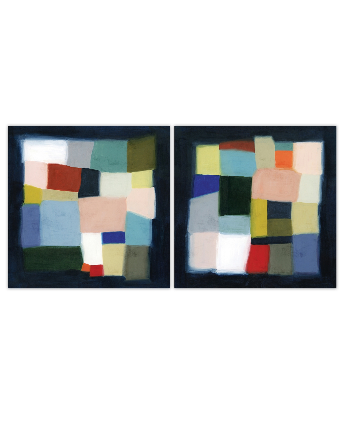 Empire Art Direct "chromatic Cube I Ii" Frameless Free Floating Reverse Printed Tempered Glass Wall Art Set Of 2, 38" In Multi-color