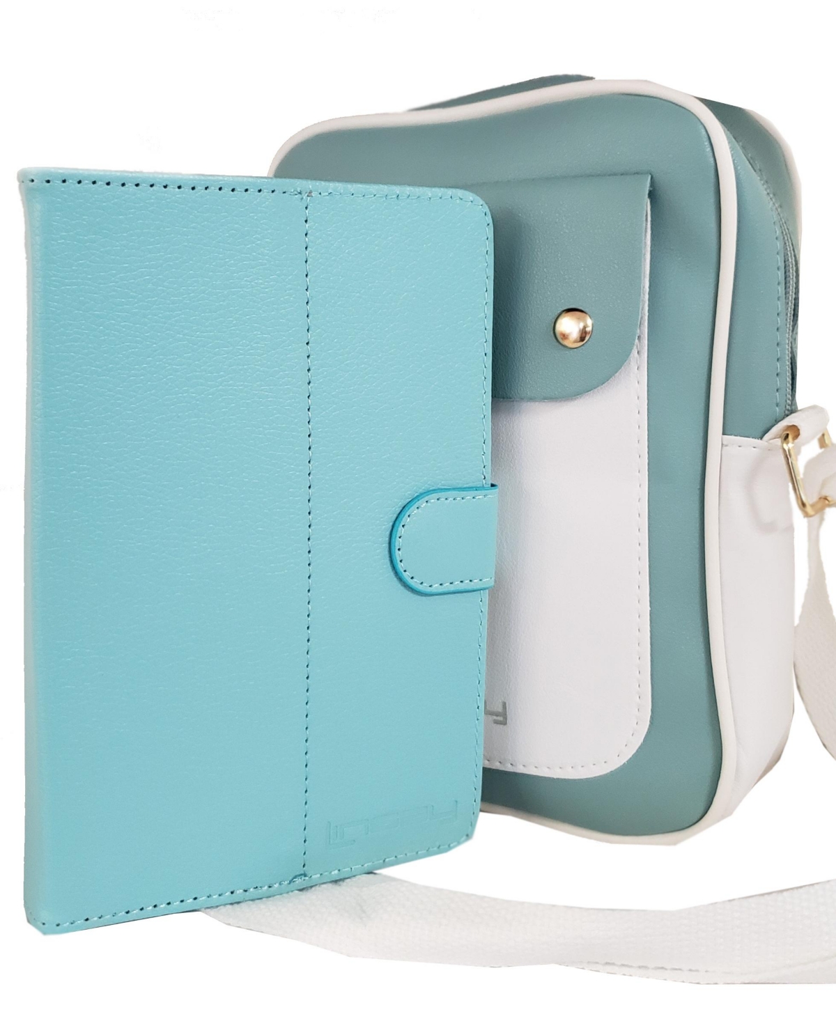 Linsay New 7" Wi-Fi Tablet Fashion Bundle with Lovely Sky Blue Protective Pu Leather Case and Pu leather Handbag 64GB Storage Newest Android 13