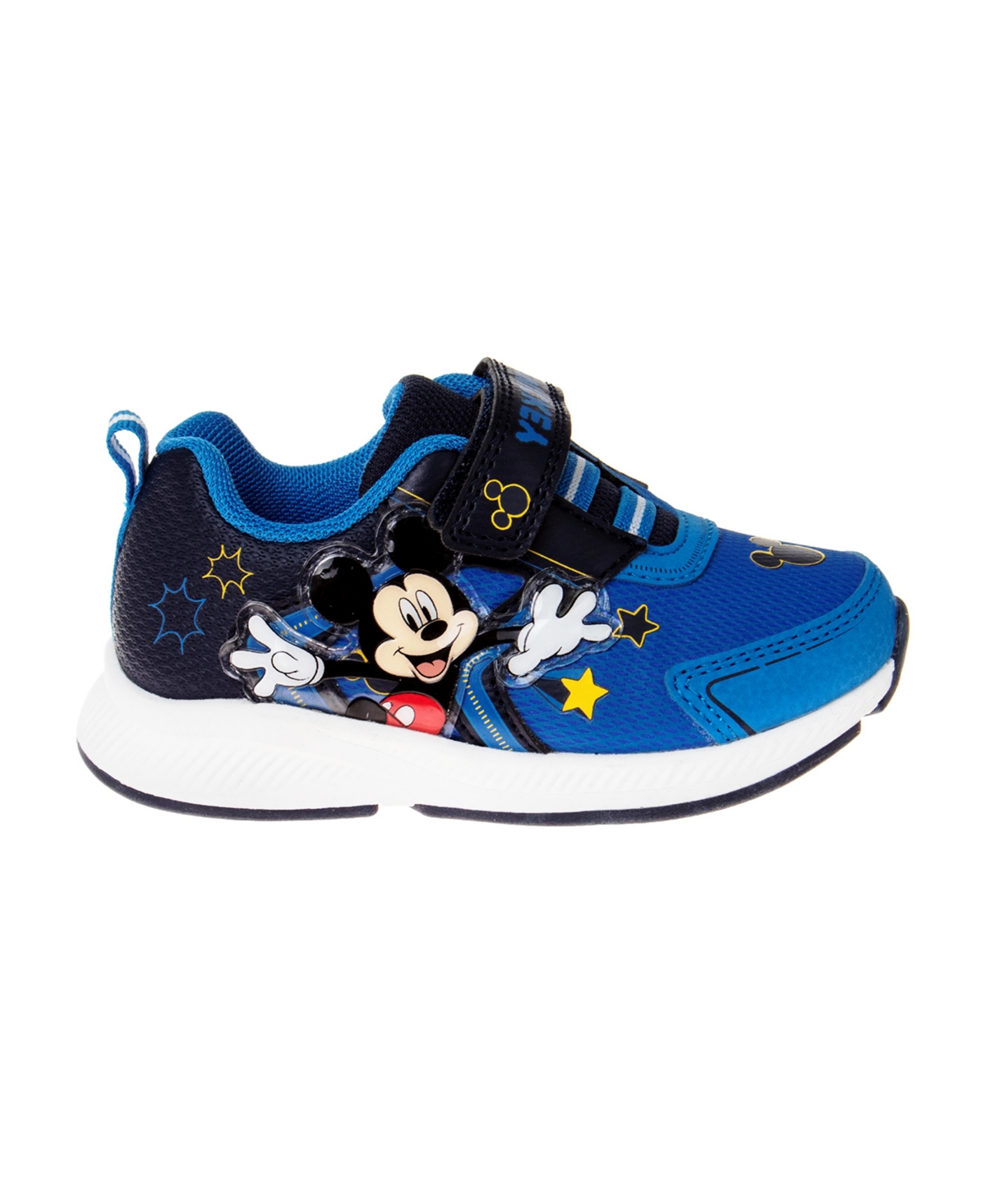 Disney Little Boys Mickey Mouse Light Up Hook And Loop Strap Sneakers In Blue