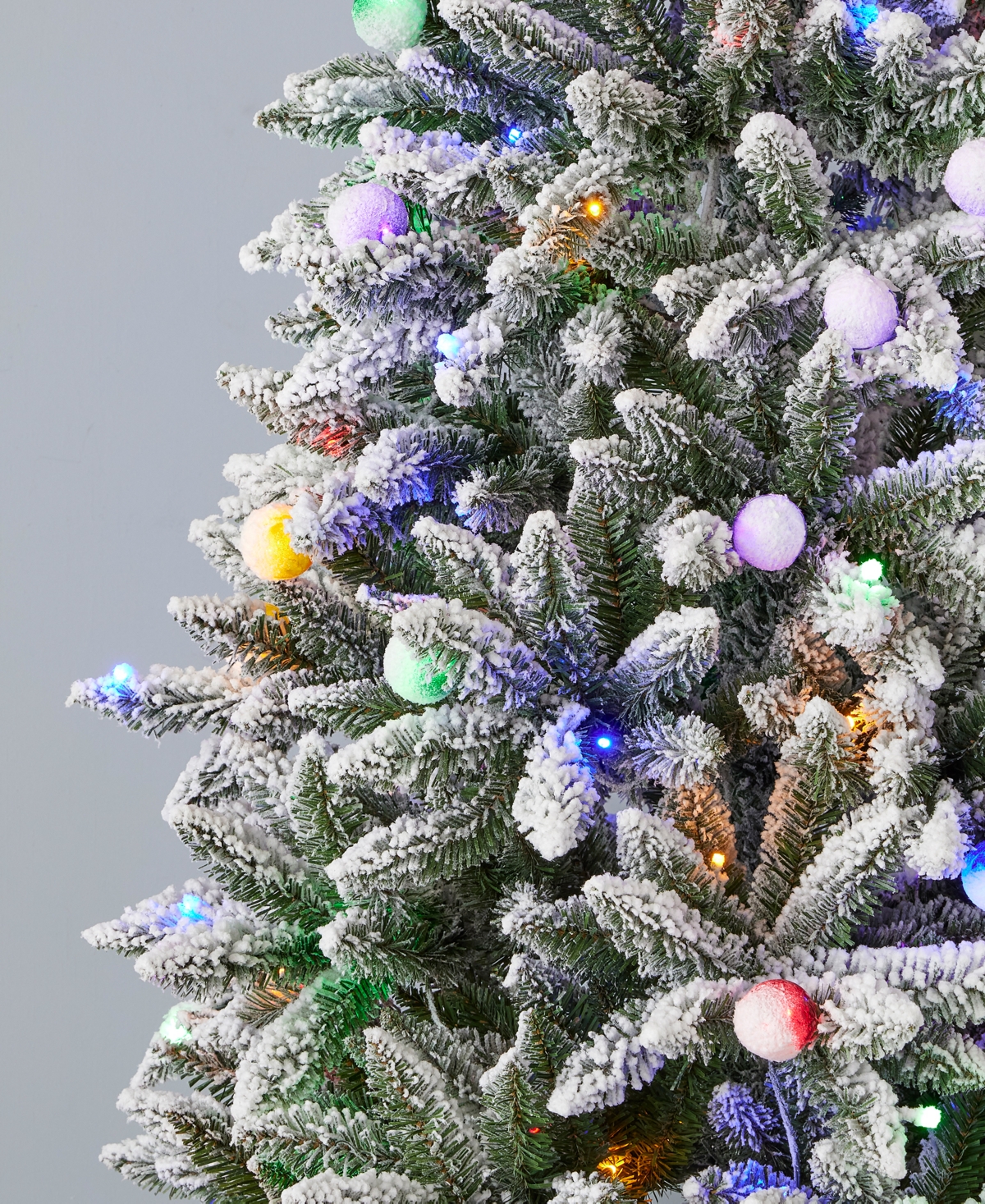 Seasonal Snow Kissed Pine 5' Pre-lit Flocked Pvc Slim Tree With Metal Stand, 388 Tips, 150 Led Lights In White