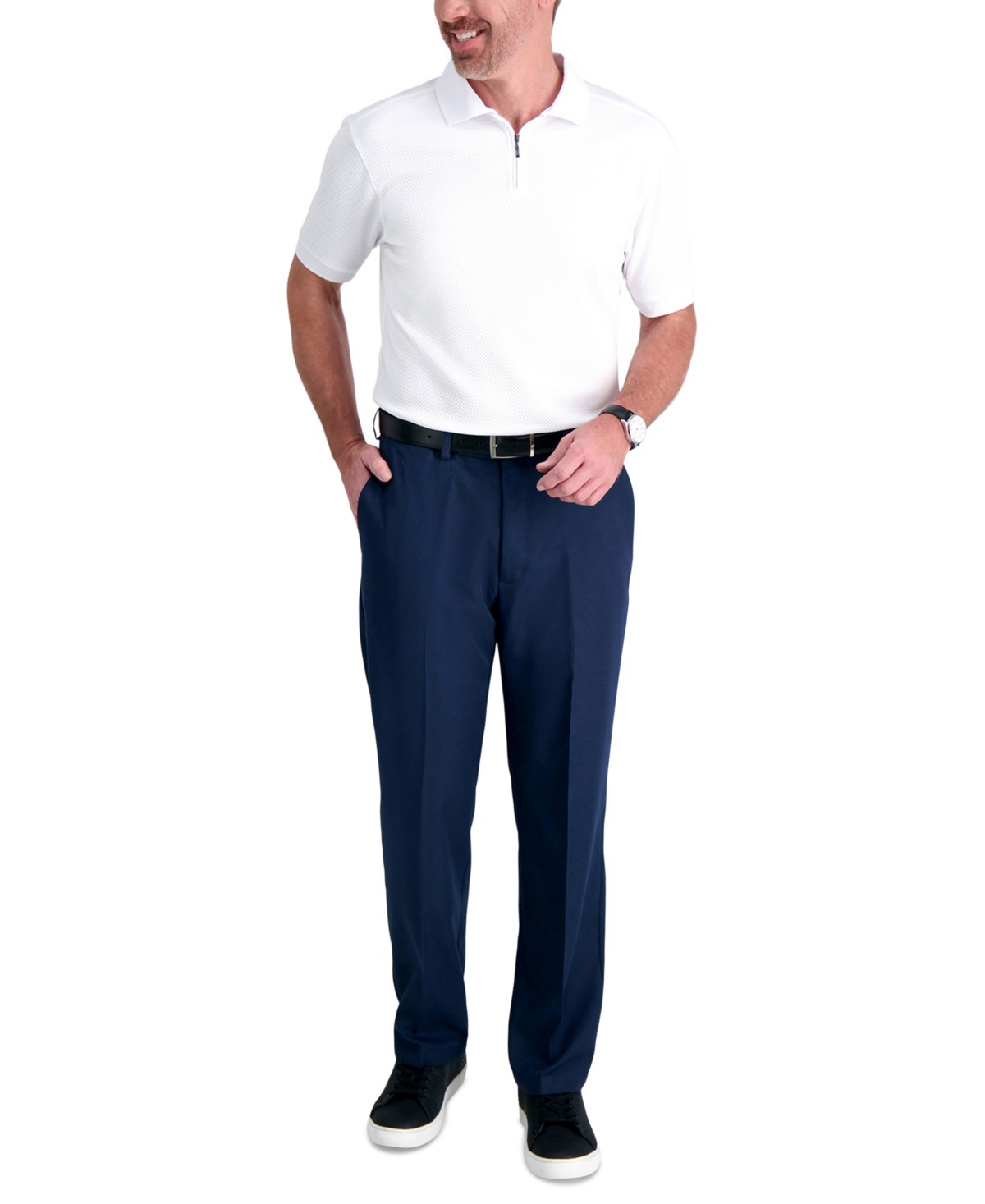 Мужские платья Haggar Men's Cool 18 PRO&reg; Classic-Fit Expandable Waist Flat Front Stretch Dress Pants — фото 1