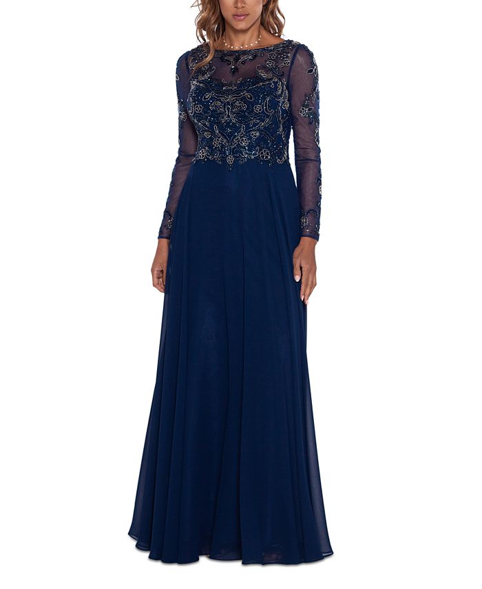 XSCAPE Petite Beaded Fit & Flare Gown - Macy's