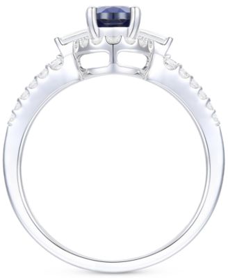 Lab-Grown Blue Sapphire (3/4 ct. t.w.) & Lab-Grown White Sapphire (1/20 ct. t.w.) in Sterling Silver