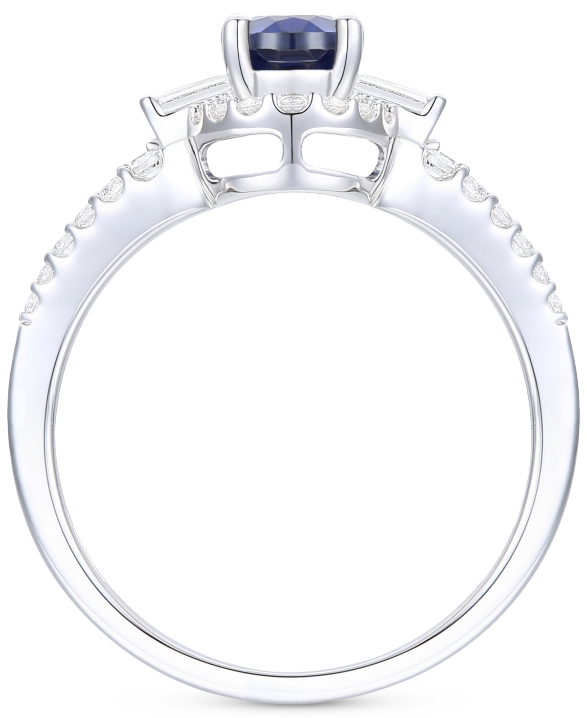 Macy's Lab-grown Blue Sapphire (3/4 Ct. T.w.) & Lab-grown White Sapphire (1/20 Ct. T.w.) In Sterling Silver In Sapphire