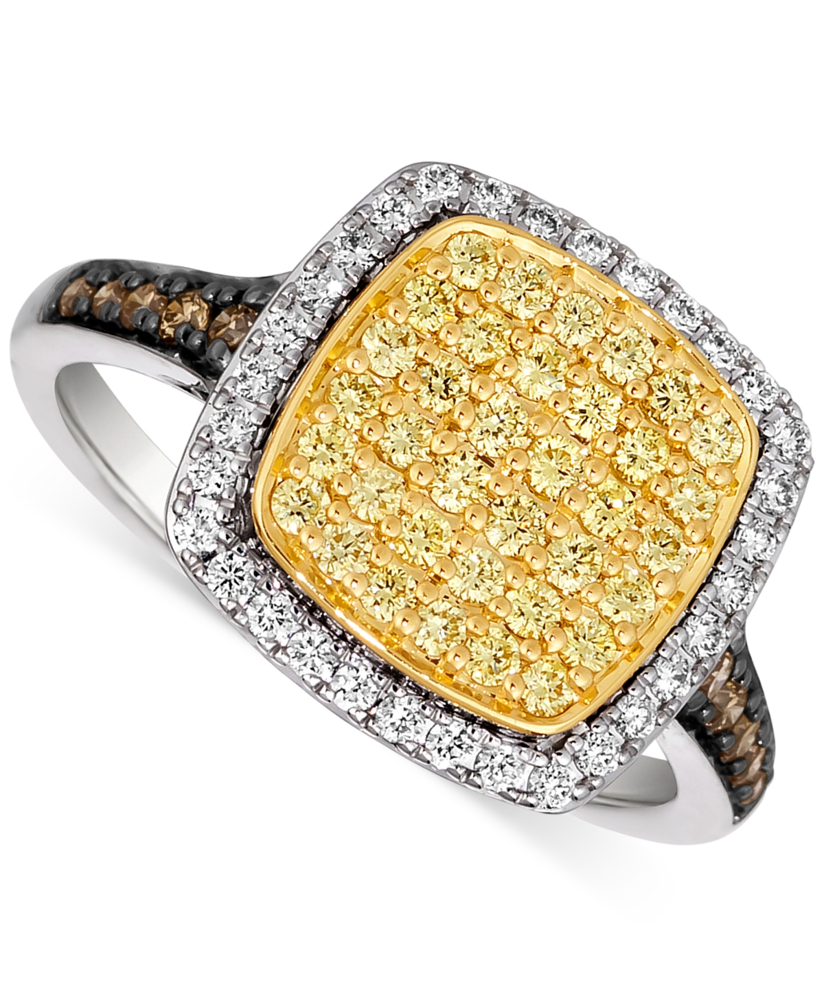 Le Vian Chocolatier Sunny Yellow Diamond, Vanilla Diamond, & Chocolate Diamond Ring (5/8 Ct. T.w.) In 14k Tw In K Two Tone Gold Ring