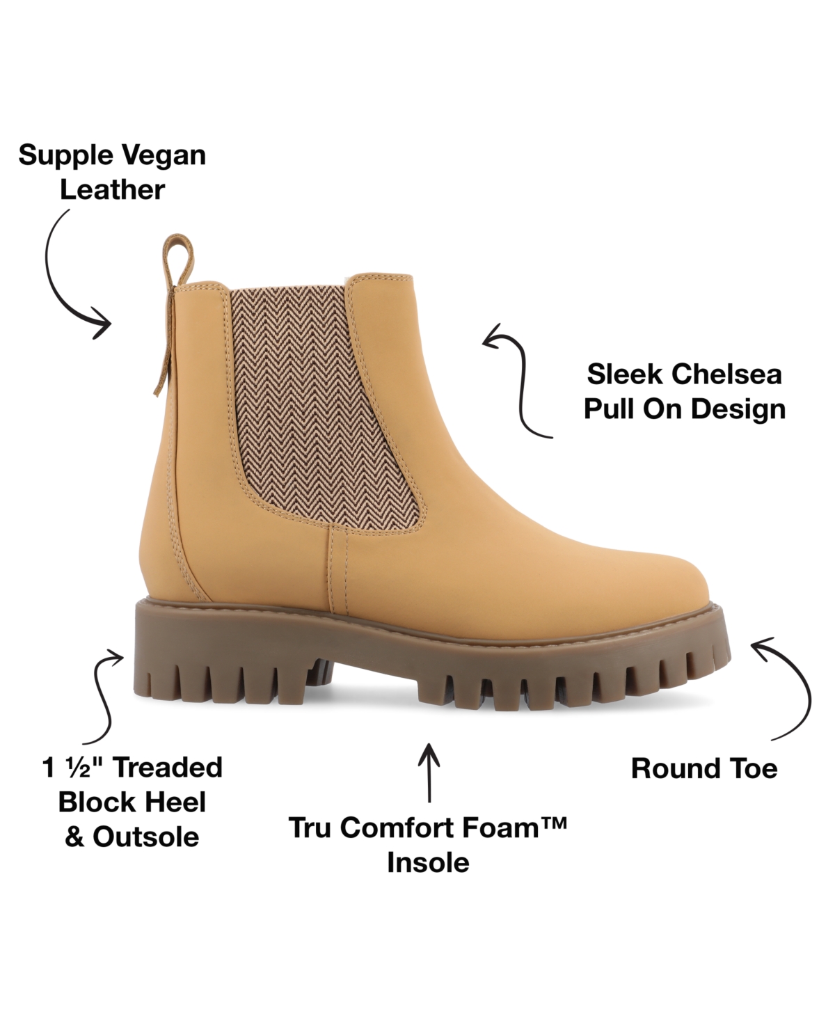 Journee Collection Women's Alara Medium and Wide Width Chelsea Lug Sole Bootie