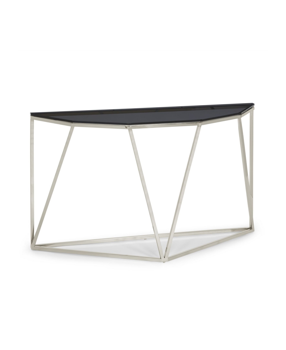 Macy's Aria 55" Smoked Glass And Polished Stainless Steel Console Table In Pol Stainless Steel,smoked Glass