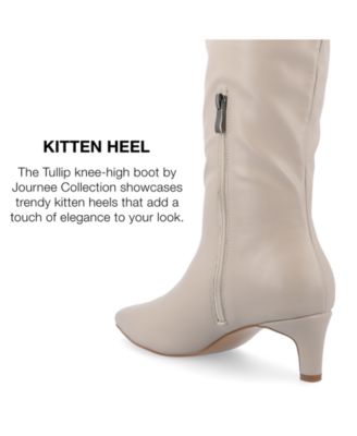 Women's Tullip Wide Width Kitten Heel Pointed Toe Knee High Dress Boots