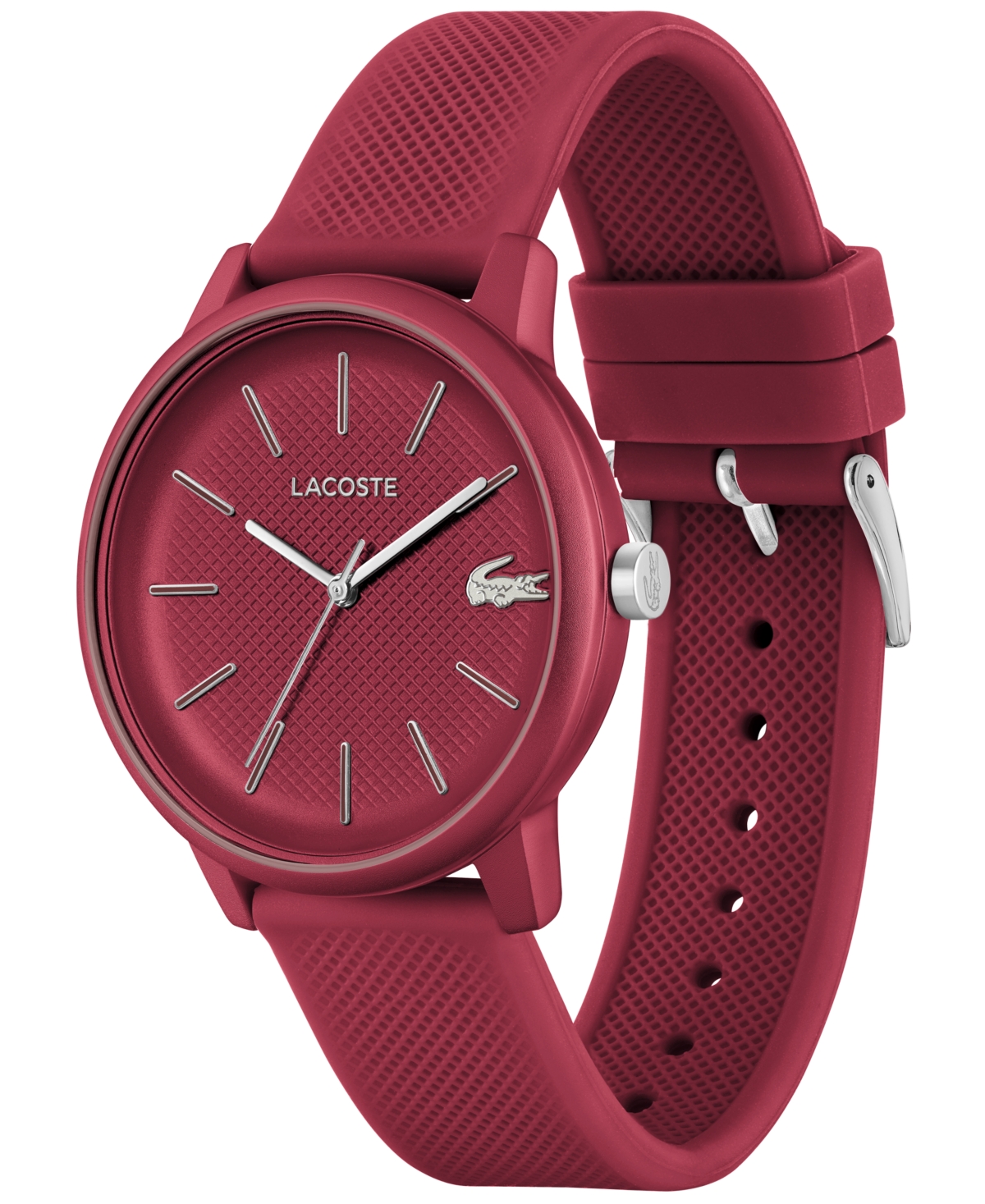 Shop Lacoste Unisex L.12.12 Move Quartz Burgundy Silicone Strap Watch 42mm