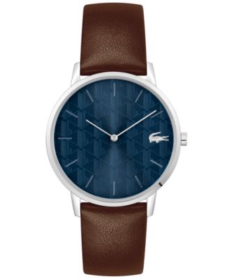 Lacoste Men's Crocorigin Quartz Brown Leather Strap Watch 40mm - Macy's