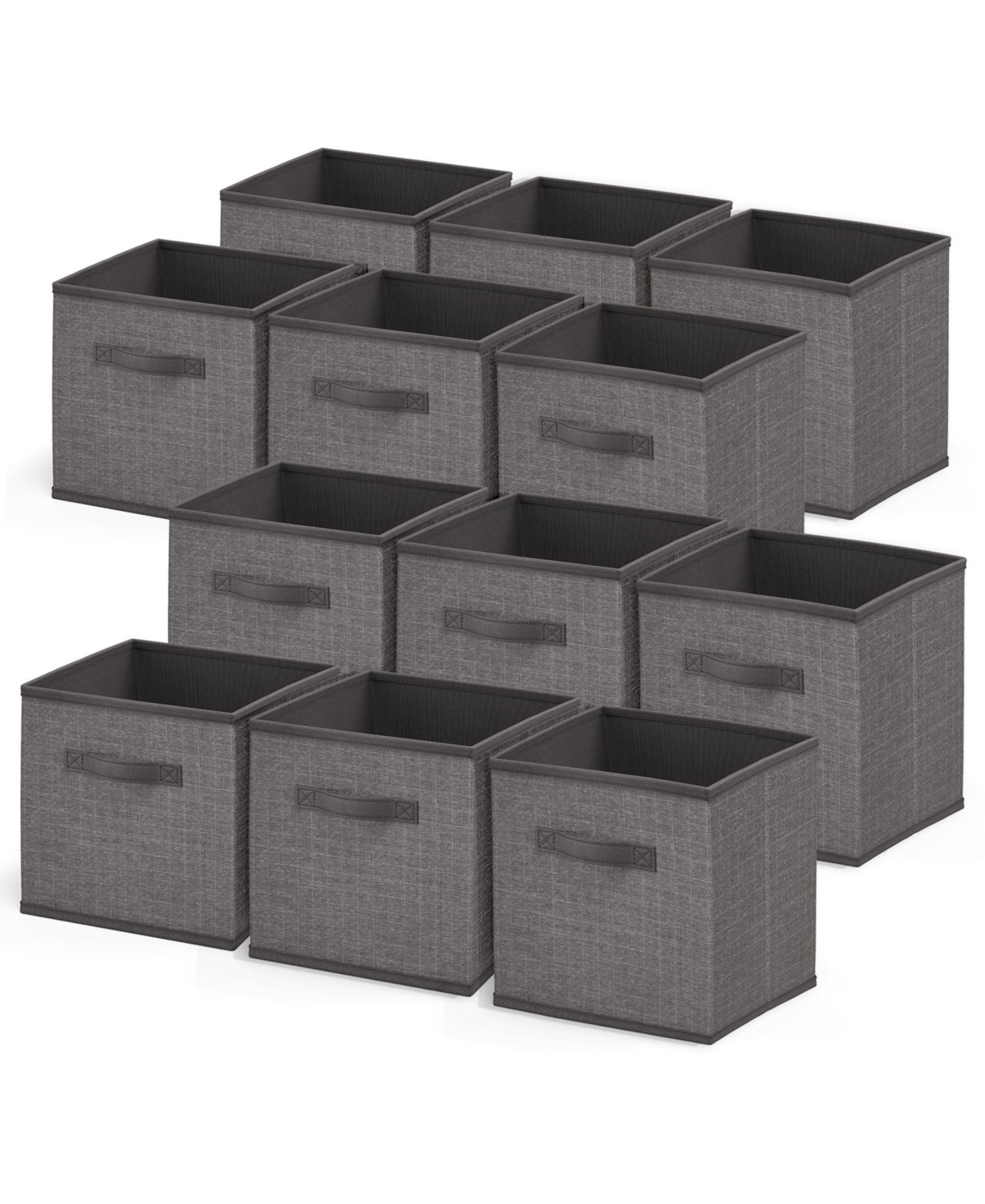 Foldable Fabric Cube Storage Bins with Handles - 12 Pack - Grey