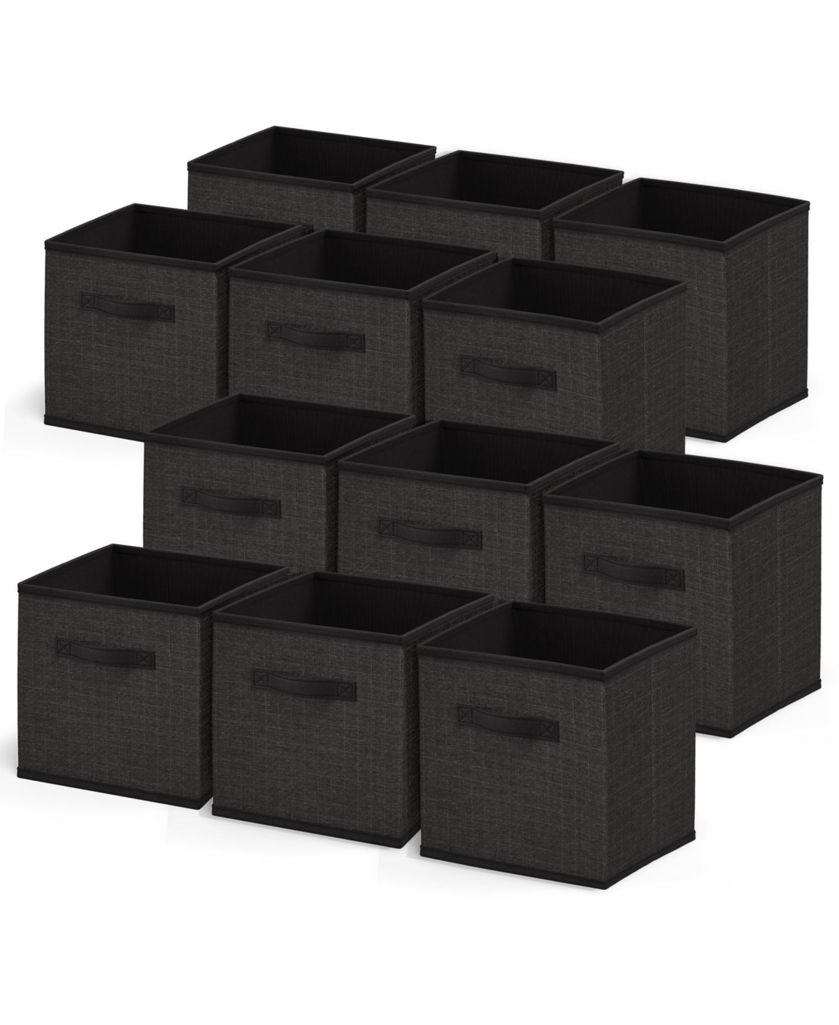 Foldable Fabric Cube Storage Bins with Handles - 12 Pack - Grey