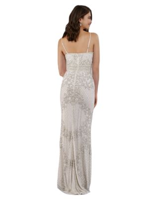 Women's Spaghetti Strap Beaded Gown