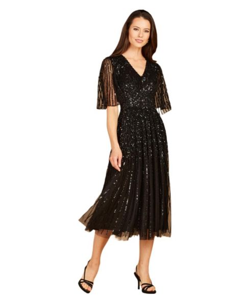 Женское платье Lara Flowing, Sequin Midi Dress with Short Sleeves, цвет: Чёрный