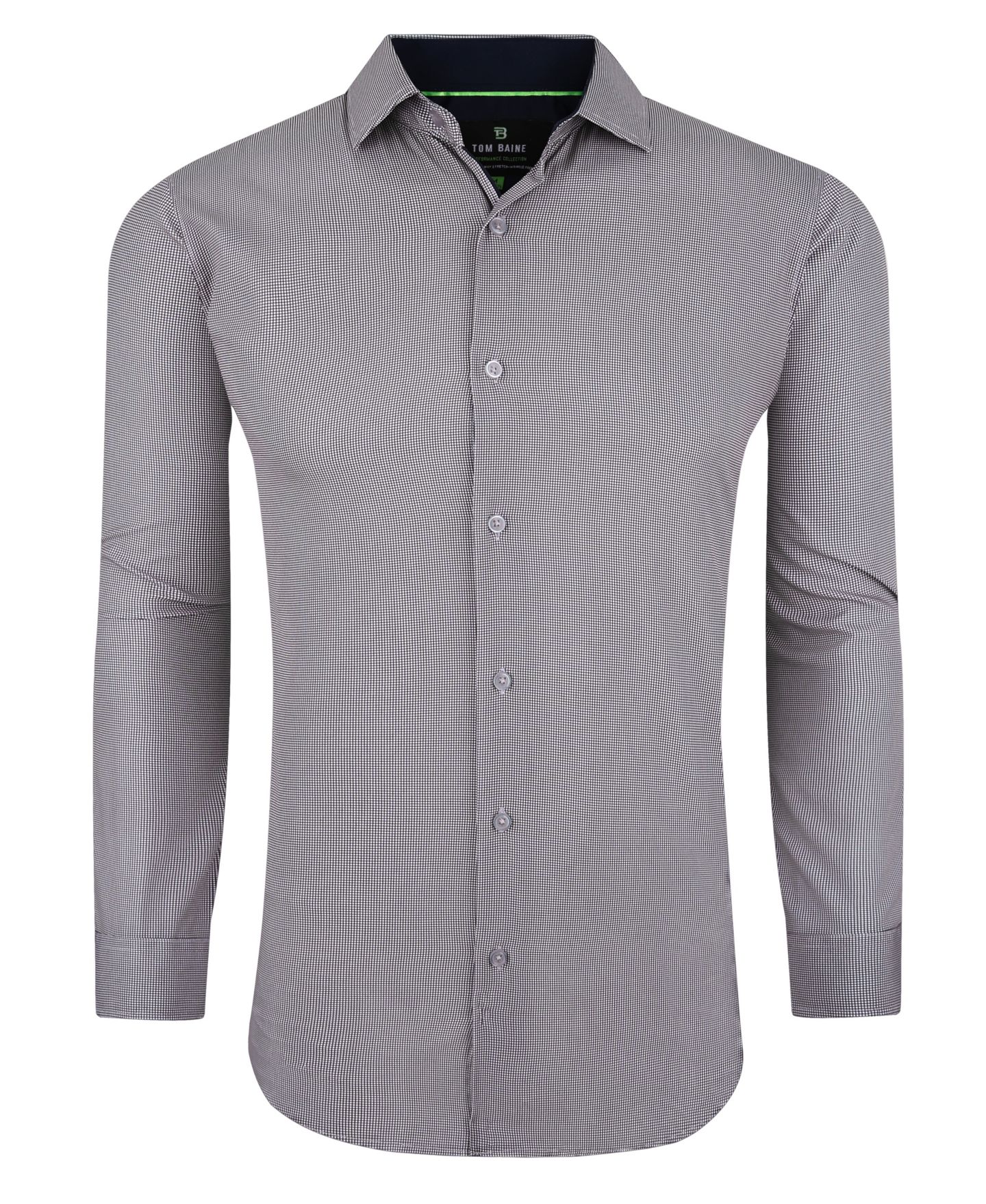 Мужская рубашка Tom Baine Performance Stretch Mini Plaid Button Down Dress Shirt, цвет: Чёрный — фото 1