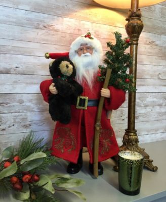 15" Pine Cone Santa and Black Bear