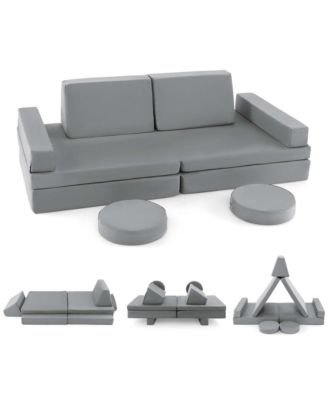 Kids Play Sofa Set Modular Convertible Foam Folding Couch Toddler Playset