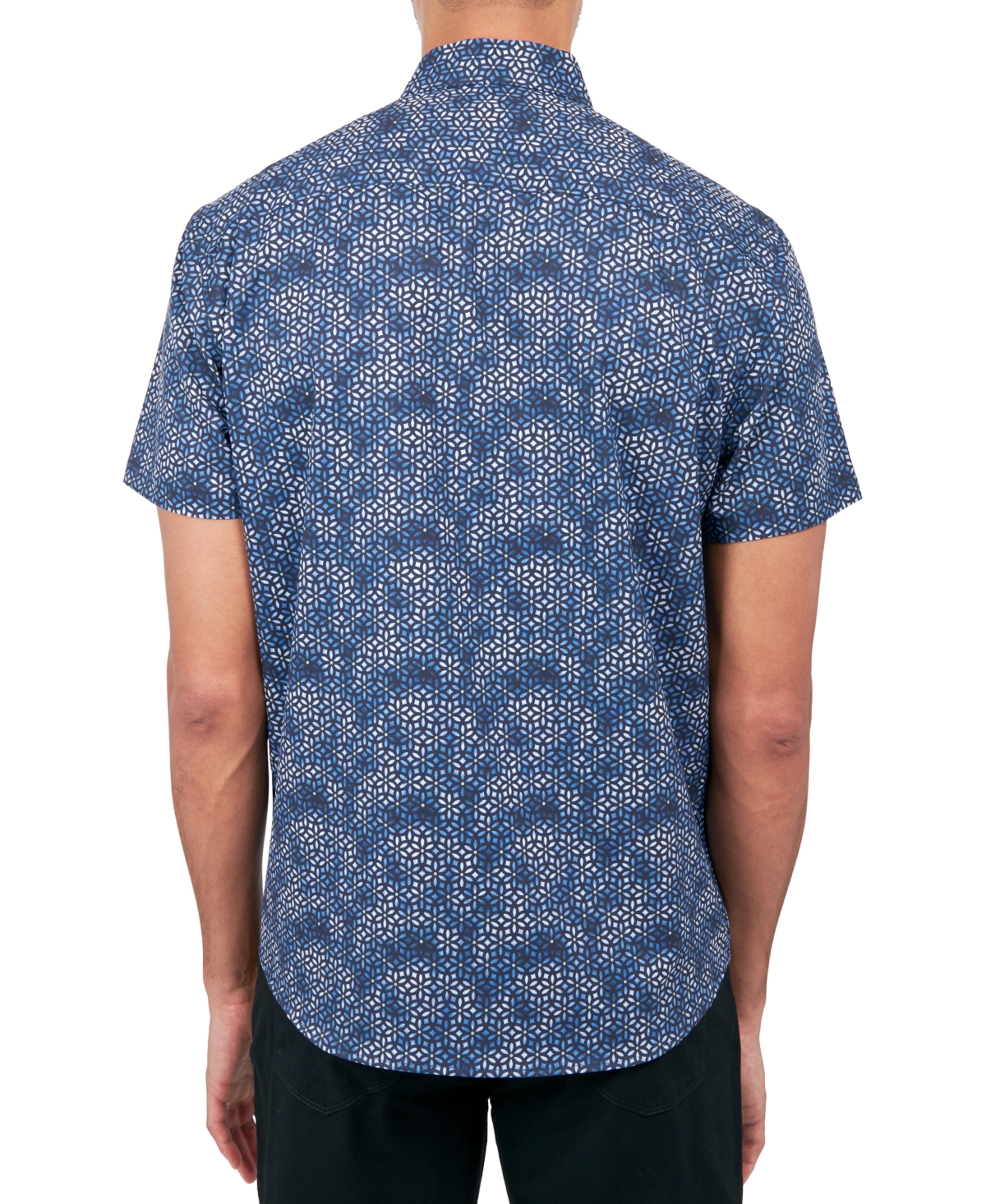 Society of Threads Men's Regular Fit Non-Iron Performance Stretch Geo Print Button-Down Shirt