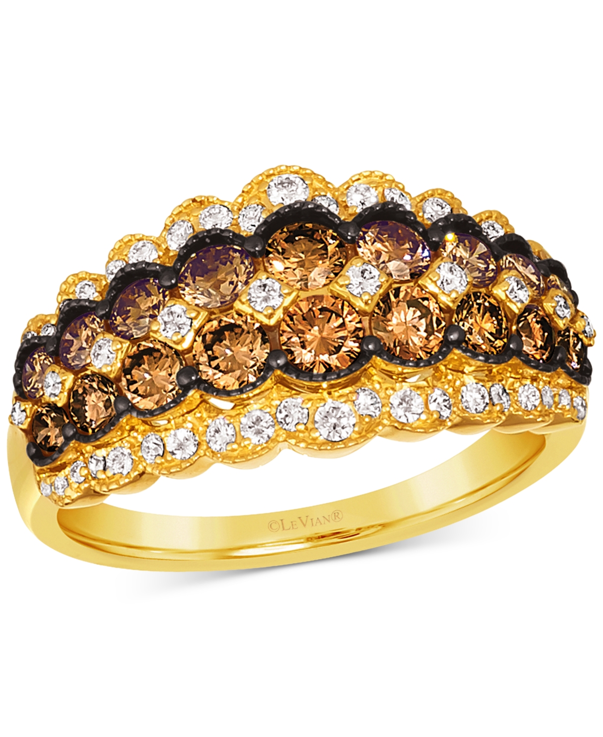 Le Vian Chocolate Diamond & Nude Diamond Multirow Ring (1-5/8 Ct. T.w.) In 14k Gold In K Honey Gold Ring