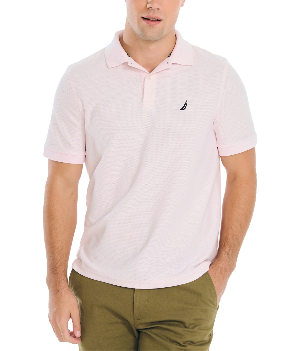 NAUTICA Mens Performance Deck Shirt Pink Classic Fit Button Down Cotton  Blend Polo XS