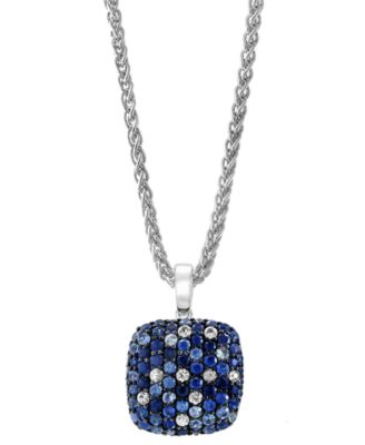 EFFY&reg; Multi-Sapphire Ombr&eacute; Cluster 18" Pendant Necklace (3-1/3 ct. t.w.) in Sterling Silver