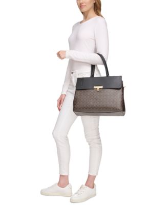 Becky Signature Triple Compartment Turnlock Convertible Tote