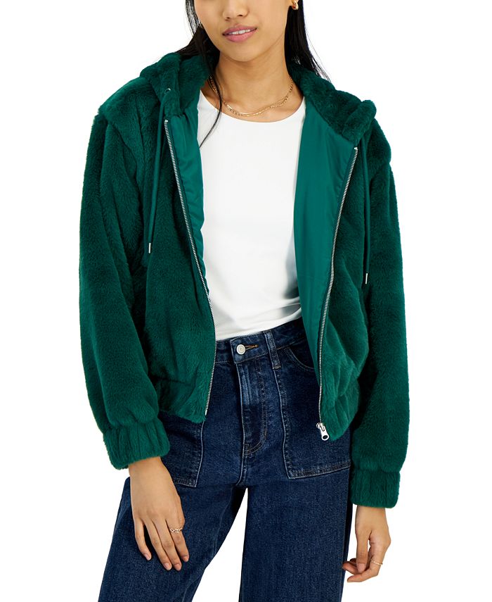 Faux fur zip sale hoodie