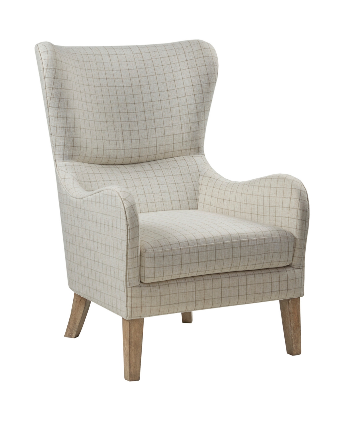 Madison Park Arianna Fabric Swoop Wing Chair In Linen