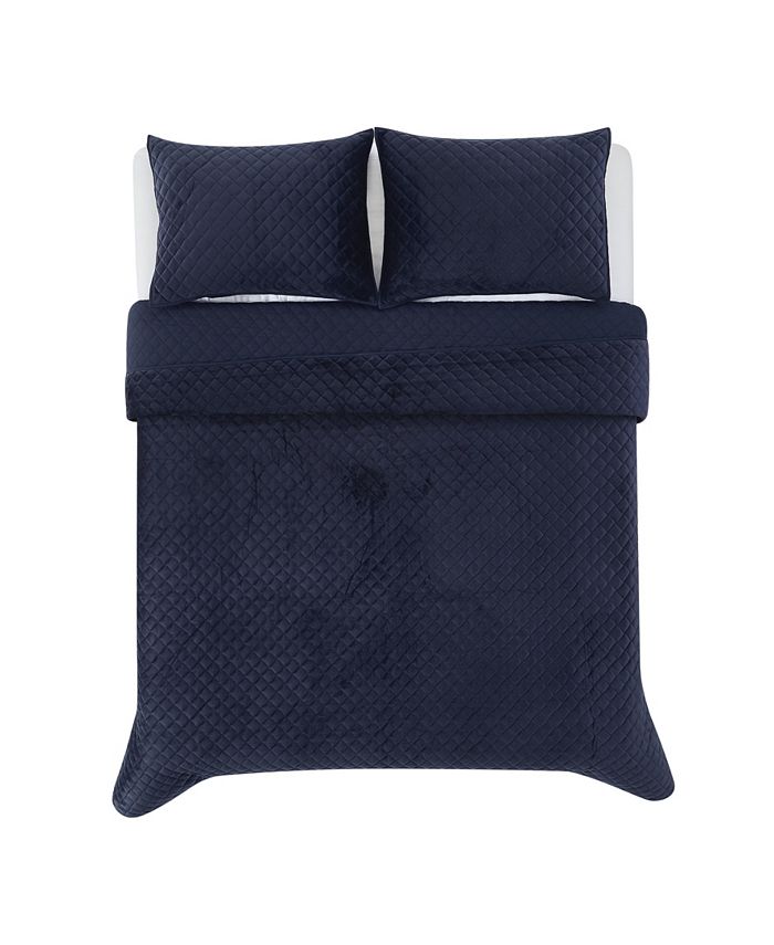 Royal Velvet Diamond Velvet 3 Piece Quilt Set, Full/Queen Macy's