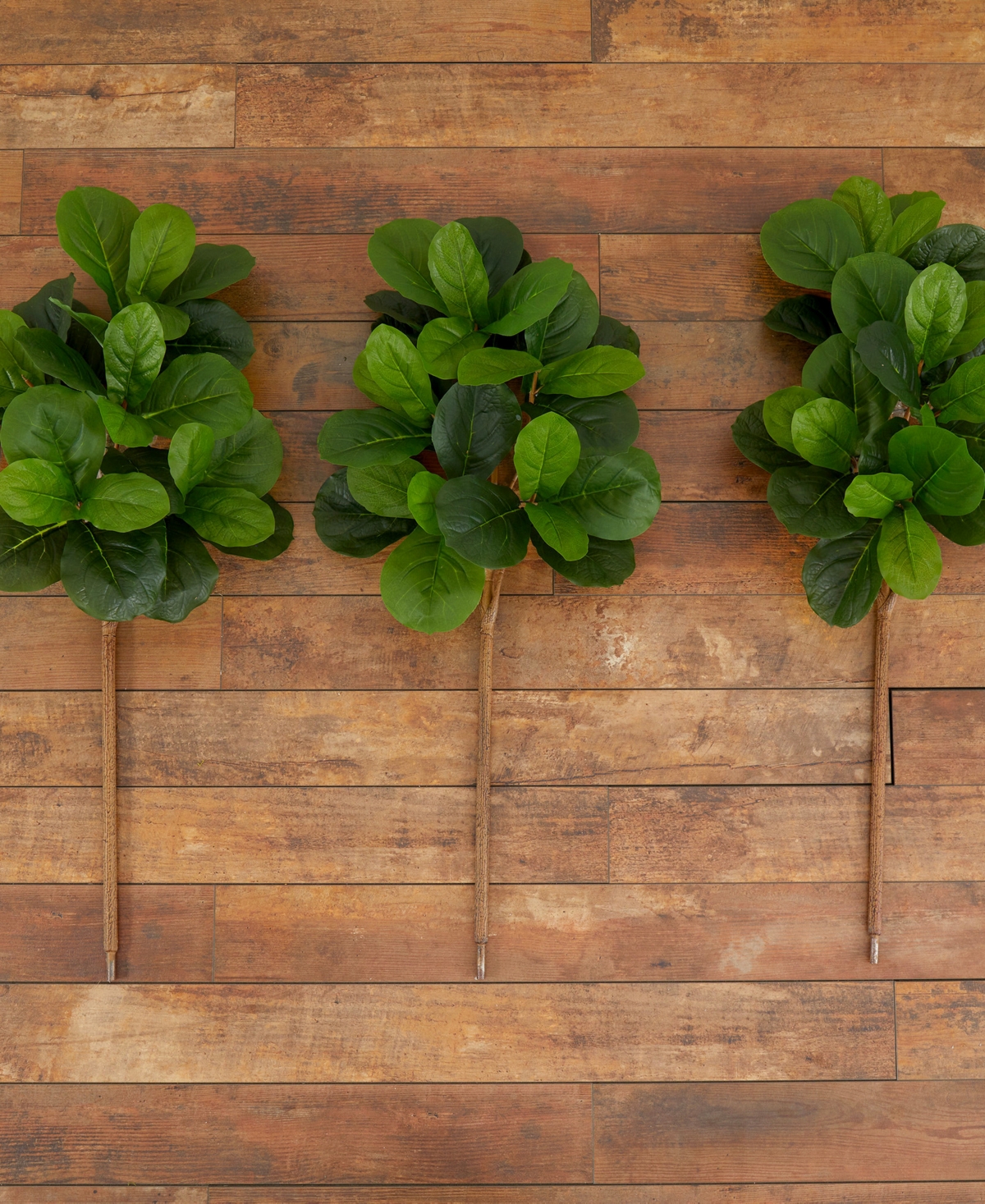 Nearly Natural 42" Artificial Fiddle Leaf Fig Tree No Pot , Set Of 3 In Green