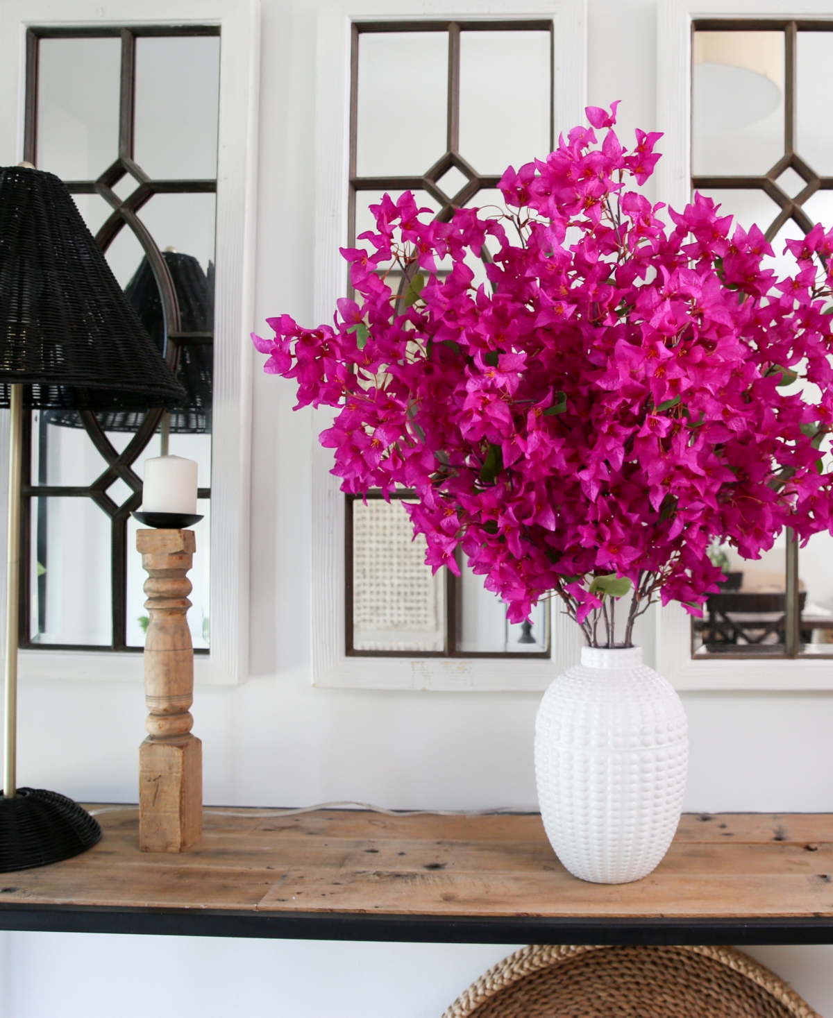 Nearly Natural 40in Artificial Bougainvillea Arrangement With Vase In Pink