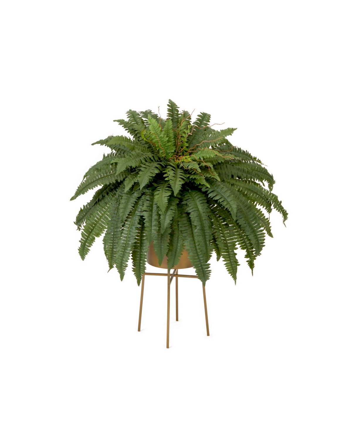NEARLY NATURAL 32" ARTIFICIAL BOSTON FERN PLANT WITH METAL PLANTER WITH STAND DIY KIT 
