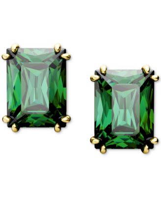 Swarovski - Gold-Tone Color Rectangle Crystal Stud Earrings