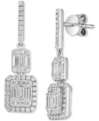 Arabella Cubic Zirconia Baguette Cluster Drop Earrings In Sterling ...