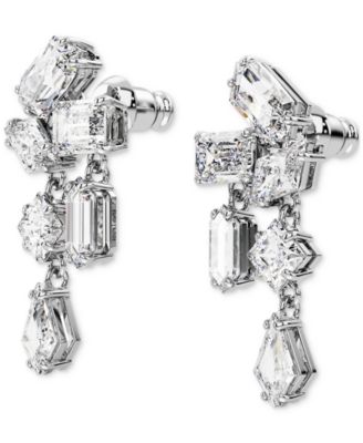 Silver-Tone Mesmera Crystal Cluster Drop Earrings