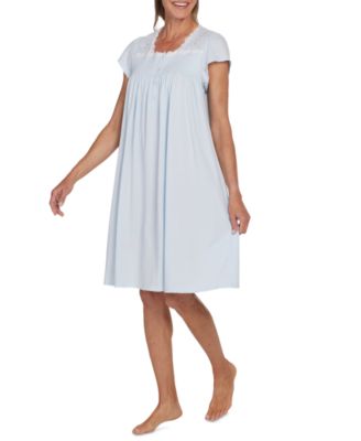 Miss Elaine - Plus Size Embroidered Short-Sleeve Nightgown