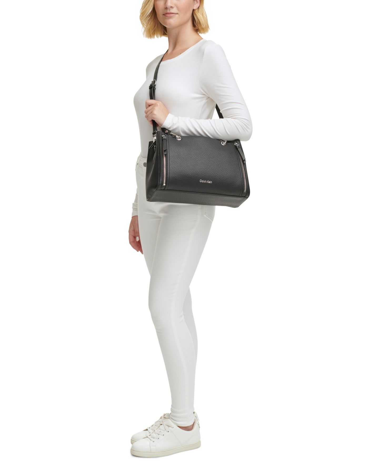 Женская сумка Calvin Klein Garnet Triple Compartment Top Zipper Satchel, цвет: Белый — фото 6