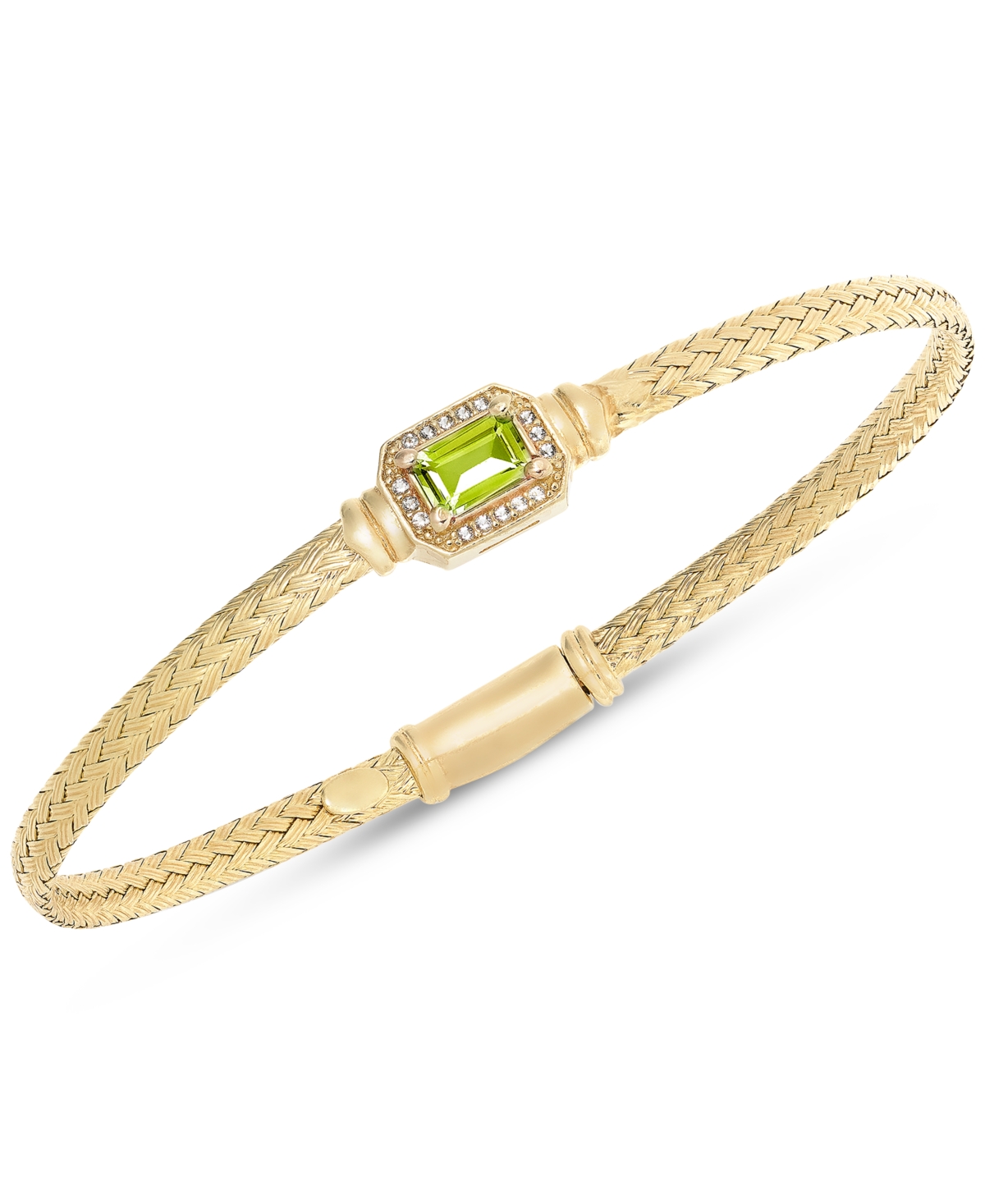 Macy's Garnet (5/8 Ct. T.w.) & White Topaz (1/5 Ct. T.w.) Weave Link Bangle Bracelet In 14k Gold-plated Ste In Peridot