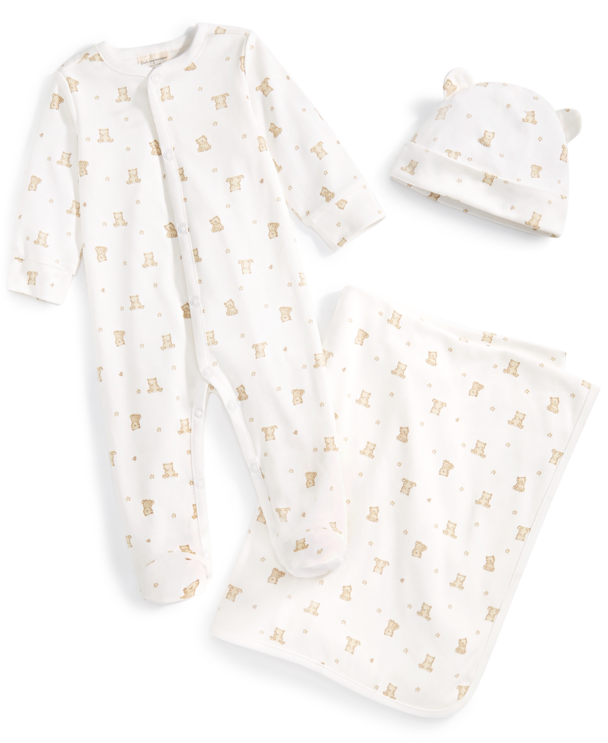 First Impressions Baby Boys Or Baby Girls Coverall, Hat And Blanket, 3 Piece Gift Box Set, Created For Macy's In White Bears