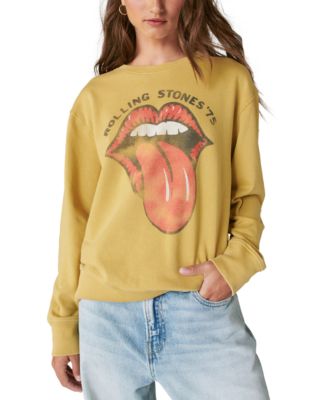Lucky Brand Women's Rolling Stones Crewneck Sweatshirt - Soft Cotton-Jersey Long Sleeve Tee