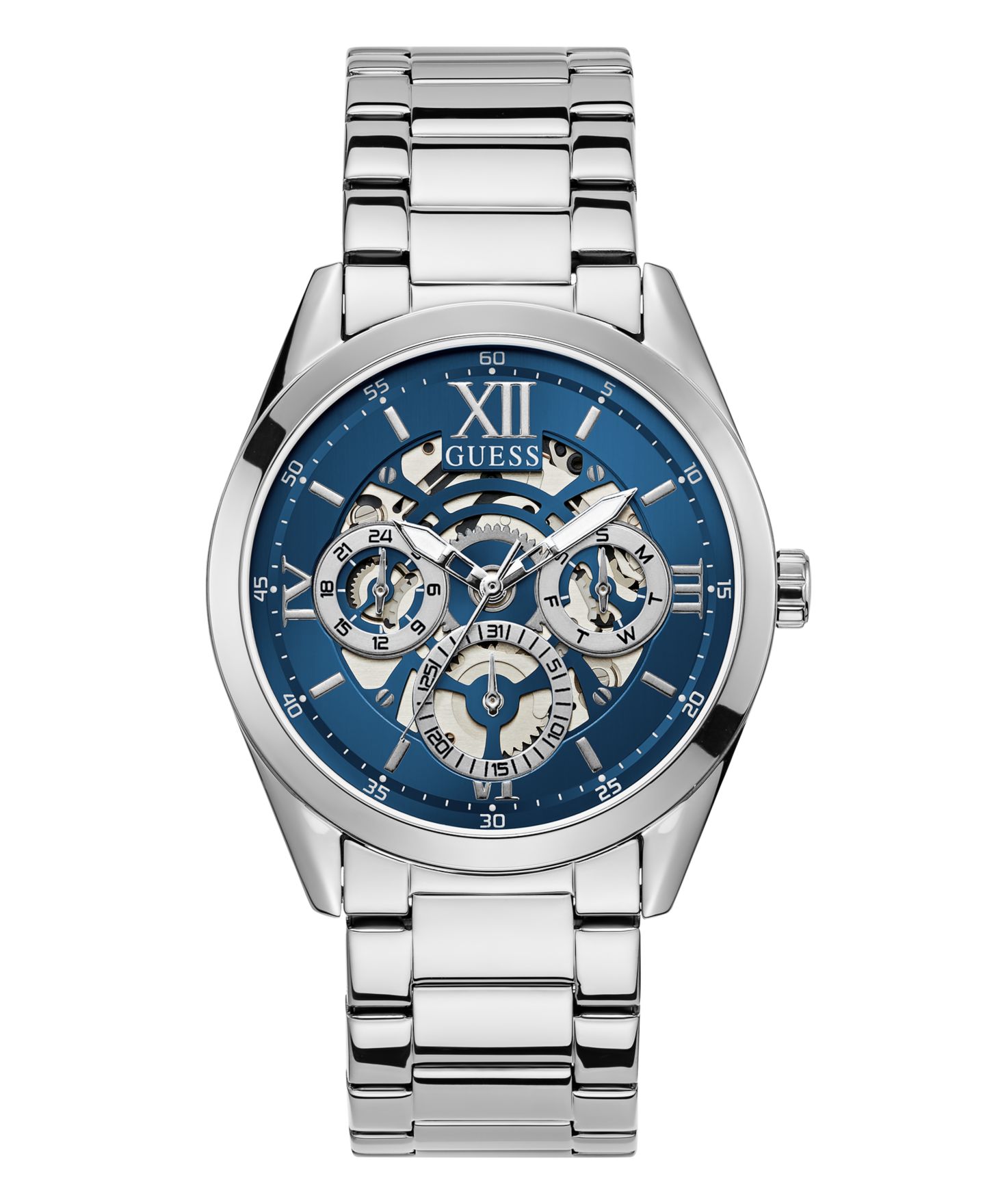 Мужские часы GUESS Multi-Function Silver-Tone Stainless Steel 42mm — фото 1