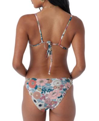 Shop O'neill Oneill Juniors Tenley Floral Print Jupiter Bikini Top Matching Knotted Bikini Bottoms In Cement