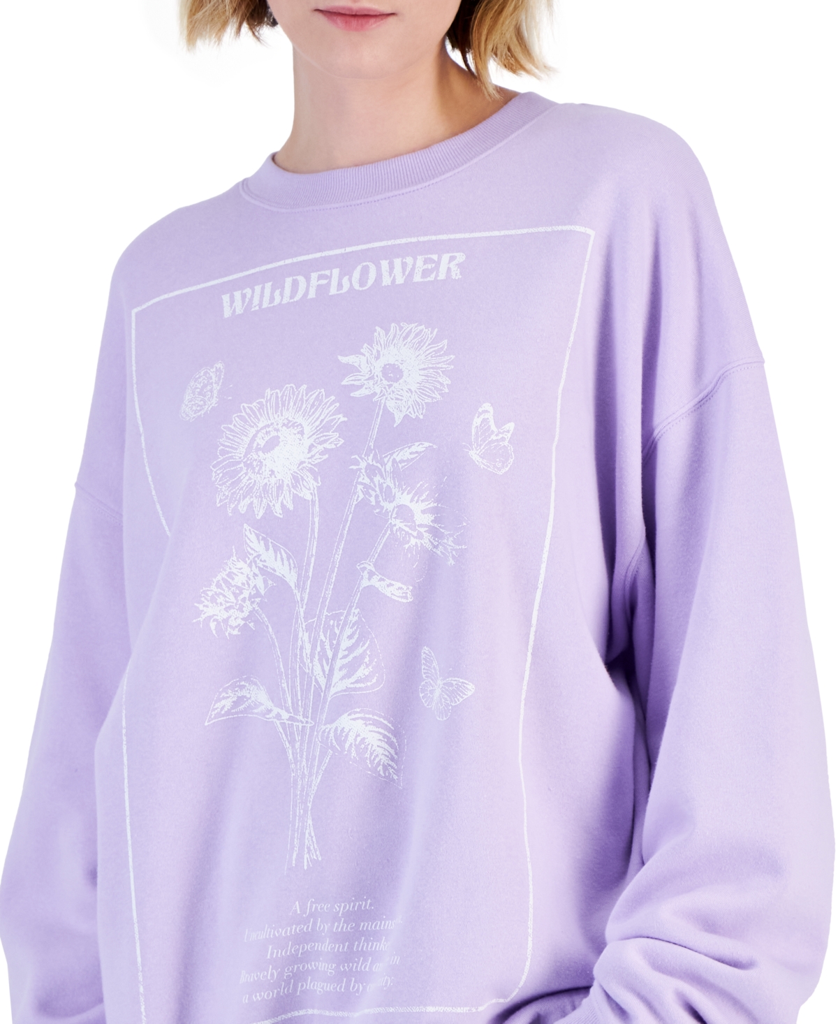 Shop Grayson Threads, The Label Juniors' Wildflower Graphic Fleece Sweatshirt In Purple